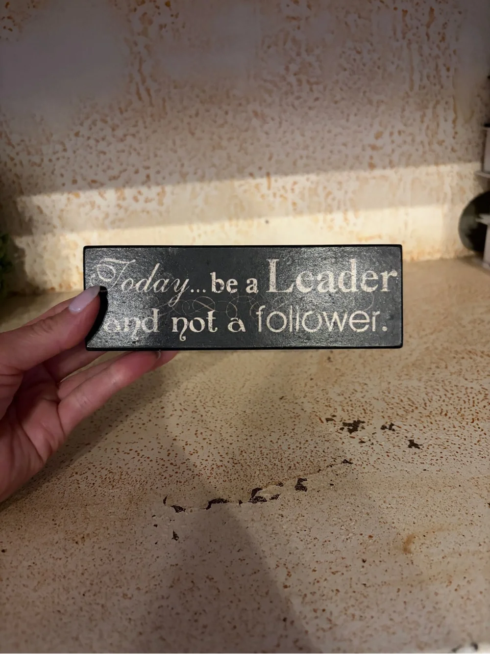 Black Inspirational 'Be a Leader' Wall Block Sign